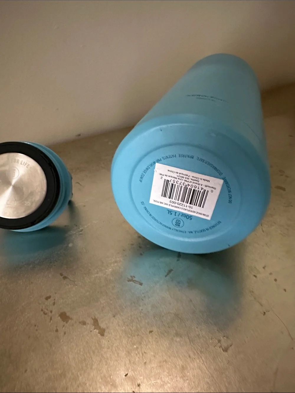 Stanley Aqua Sky Blue Stainless Travel Tumbler 50 oz used good condition